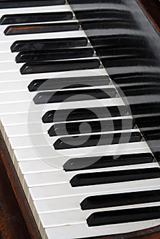 Close-up of piano keyboards