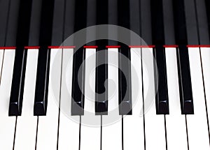 Close up of piano keys