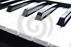 Close-up of piano keys. close frontal view