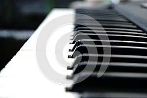 Close up of piano keys