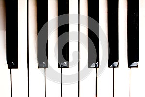 Close-up of piano keys. close frontal view.