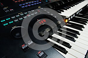 Close up of piano keys