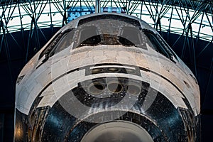 Close up Picture of the cockpit of a Space Shuttle