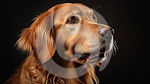 Close Up Picture of Golden Retriever, Black Background