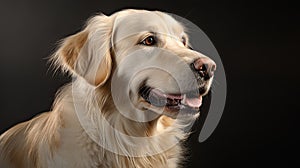 Close Up Picture of Golden Retriever, Black Background