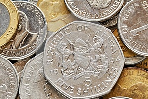 Close up picture of Kenyan shilling.