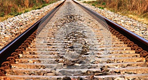 Close up picture of Railway track in rural India