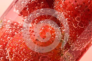 Close up picture of strawberries in glass