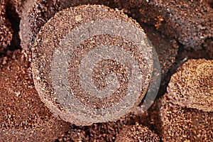 Close up picture of used coffee grounds.