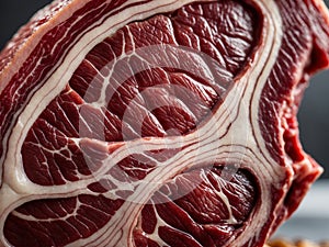 A close up of a piece of meat with a lot of marbling.