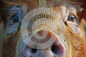 Close up of Piglet in Barn at Pig Farm