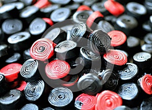 close up of a pile of buttons. Licorice