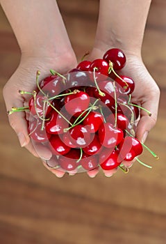 Close up of pile of cherries