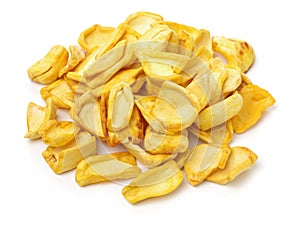 Close up of a pile of dried jackfruit chips