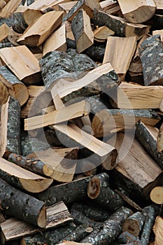 Close up of pile of firewoods