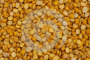 Close up of pile of Gram pulse, Split Chickpea