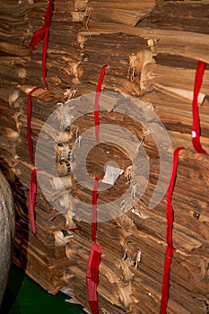 Close-up of a pile of old newspapers in a recycling bin