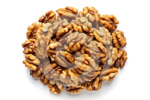 Close-up of a pile of roasted walnuts.