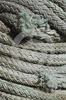 A close-up of a pile of rope