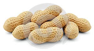 Pile of Fresh Peanuts on White Background
