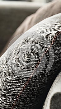 A close up of a pillow with a brown and white pattern