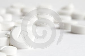 Close-up pills lying on the table