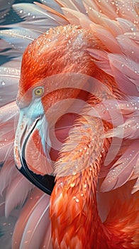 Close-Up of Pink Flamingo Feathers