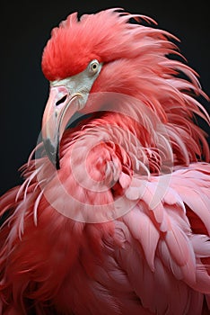 Close up pink flamingo portrait
