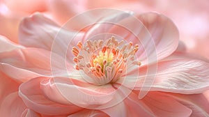 A close up of a pink flower with yellow stamen, AI