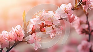 Close Up of Pink Flowers on Branch