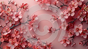 Close Up of Pink Flowers on Pink Background