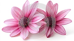 Close-up pink flowers on white background