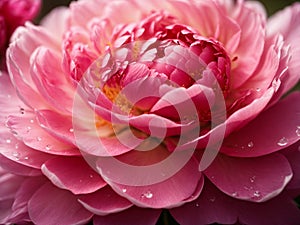 Close up of pink peony flower