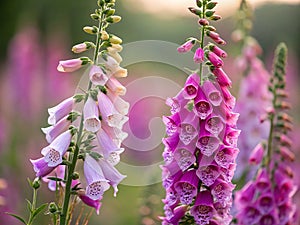 Close Up of Pink and Purple Foxglove Blossoms