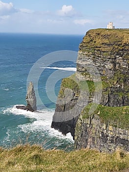 Close up of a pinnacle on the cliffs of moher