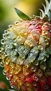 A close up pinneapple in the morning