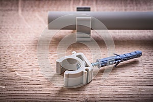 Close Up Pipe With Clips And Polypropylene