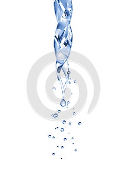 Close up pipette with drop on white