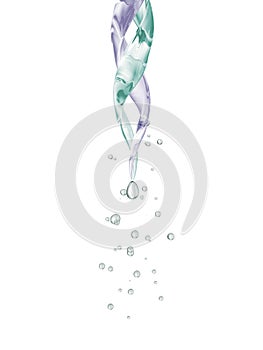 Close up pipette with drop on white