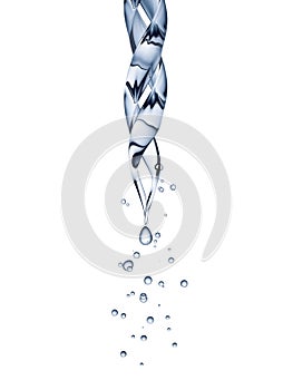 Close up pipette with drop on white