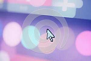 Close-up of a pixel cursor on a heart Ã¢â¬' digital affection