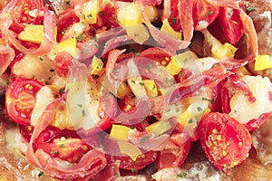 Close-up of a pizza topping