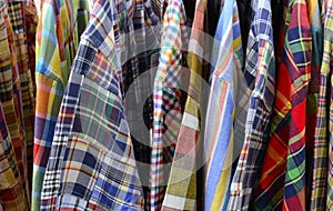 Close up of plaid clothes