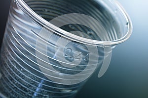 Close Up Of A Plastic Cup Filled Up With Nearly 200ml Water