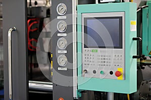 close up of plastic injection moulding machine