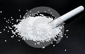 Close up of  plastic polymer granules, Plastic beads