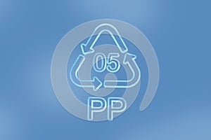 Close-up of plastic recycling symbol PP 05 - Polypropylene