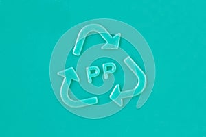 Close-up of plastic recycling symbol PP - Polypropylene