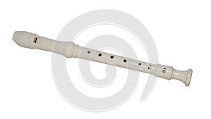 Plastic soprano flute isolated on a white background