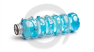 Plastic bottle with water droplets isolated on a white background